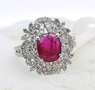 瑰麗星辰 • 天然紅寶石鑽石戒指 - WILLS JEWELLERY