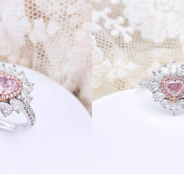 彩鑽鑒賞 - 愛情舞曲 · 心形切割粉鑽花戒指 - WILLS JEWELLERY
