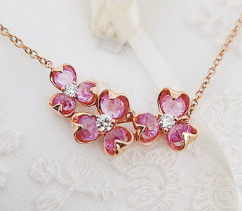款式鑒賞 - 櫻花夢影 · 粉紅藍寶石頸鏈 - WILLS JEWELLERY