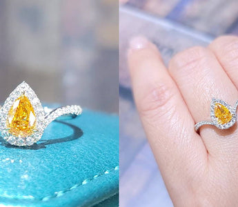 款式鑒賞 - V形圍鑽戒指 · 梨形黃鑽 - WILLS JEWELLERY