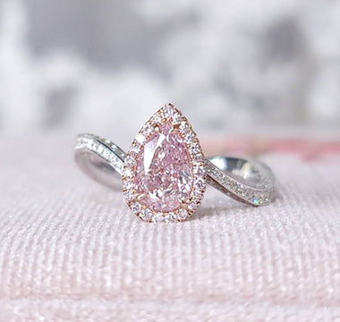 WILLS 款式鑒賞 ~ 流線形波浪圍鑽戒指 · 梨形粉鑽 - WILLS JEWELLERY