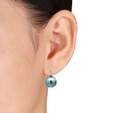鑽石垂吊耳環 • 10mm南洋珍珠 - WILLS JEWELLERY
