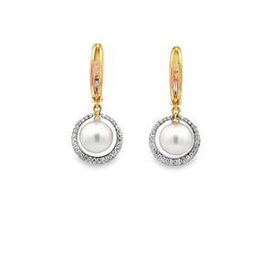 圓形垂吊耳環・7.5mm日本Akoya珍珠 - WILLS JEWELLERY