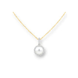 圓形圍鑽吊墜 • 7.5mm日本Akoya珍珠 - WILLS JEWELLERY