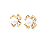 花形耳環・7mm日本Akoya珍珠 - WILLS JEWELLERY