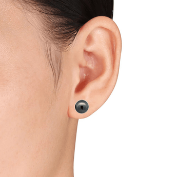 經典大溪地黑珍珠耳環 (8 - 9mm) - WILLS JEWELLERY