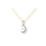 圓形圍鑽吊墜 • 7.5mm日本Akoya珍珠 - WILLS JEWELLERY