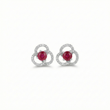 綻紅三瓣花耳釘 - WILLS JEWELLERY