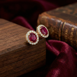 緋紅光環紅寶石耳釘 - WILLS JEWELLERY
