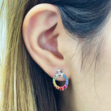 《Dreamy》彩虹寶石鑽石花花耳環 - WILLS JEWELLERY