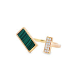 Enchaîner長方形開口戒指.孔雀石 - WILLS JEWELLERY
