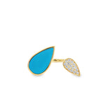 Enchaîner梨形開口戒指.綠松石 - WILLS JEWELLERY