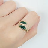 Enchaîner馬眼形戒指.孔雀石 - WILLS JEWELLERY