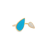 Enchaîner梨形開口戒指.綠松石 - WILLS JEWELLERY