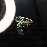 Enchaîner馬眼形戒指.孔雀石 - WILLS JEWELLERY
