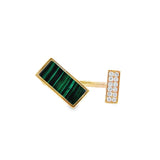 Enchaîner長方形開口戒指.孔雀石 - WILLS JEWELLERY