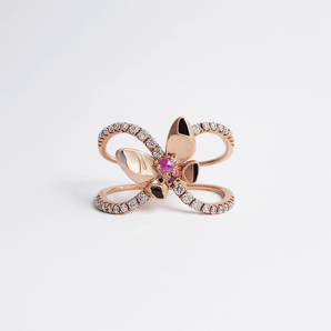 Garden・蝴蝶粉紅藍寶石戒指 - WILLS JEWELLERY