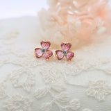 三葉草耳環.粉紅色藍寶石 - WILLS JEWELLERY