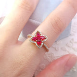 葉形戒指・紅寶石 - WILLS JEWELLERY