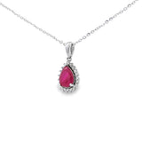 梨形圍鑽吊墜.紅寶石 - WILLS JEWELLERY