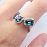 雙石戒指.倫敦藍晶 - WILLS JEWELLERY