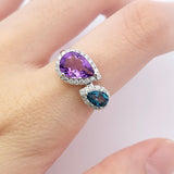 拼色戒指・紫晶及倫敦藍托帕石 - WILLS JEWELLERY