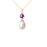 圍鑽吊墜・石榴石及紫晶 - WILLS JEWELLERY