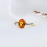 幾何扭身鑽石戒指 • 橙寶石 - WILLS JEWELLERY