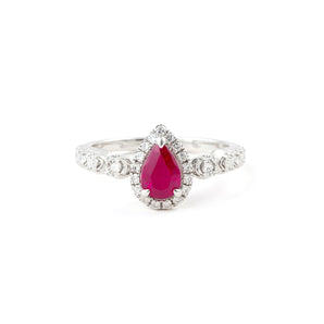 水滴戒指.鴿血紅紅寶石 - WILLS JEWELLERY