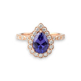 梨形圍鑽戒指 · 薰衣草無燒藍寶石 - WILLS JEWELLERY