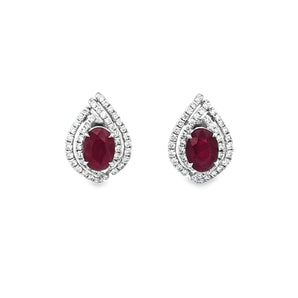 雙層圍鑽耳環・紅寶石 - WILLS JEWELLERY