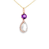 圍鑽吊墜・石榴石及紫晶 - WILLS JEWELLERY
