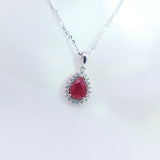 梨形圍鑽吊墜.紅寶石 - WILLS JEWELLERY