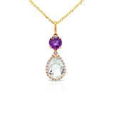圍鑽吊墜・綠色紫晶及紫晶 - WILLS JEWELLERY
