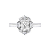 18K白金橢圓形圍鑽珠邊戒指托 - WILLS JEWELLERY