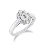 18K白金橢圓形圍鑽珠邊戒指托 - WILLS JEWELLERY