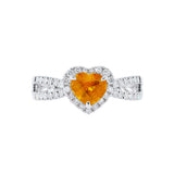 18K白金心形芬達寶石圍鑽戒指 - WILLS JEWELLERY