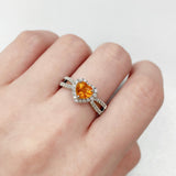 18K白金心形芬達寶石圍鑽戒指 - WILLS JEWELLERY