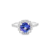 Art Deco · 圓形坦桑石圍石鑽石戒指 - WILLS JEWELLERY