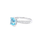 天然馬達加斯加產阿斯切工(Asscher Cut)海藍寶鑽石戒指 - WILLS JEWELLERY