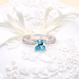 天然馬達加斯加產阿斯切工(Asscher Cut)海藍寶鑽石戒指 - WILLS JEWELLERY