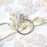 天然馬達加斯加產阿斯切工(Asscher Cut)海藍寶鑽石戒指 - WILLS JEWELLERY