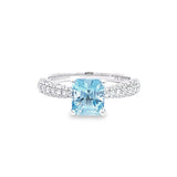天然馬達加斯加產阿斯切工(Asscher Cut)海藍寶鑽石戒指 - WILLS JEWELLERY