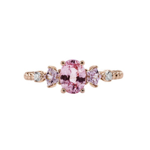 星星 • 三石 Baby Pink 粉紅寶石Padparadscha鑽石戒指 - WILLS JEWELLERY