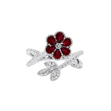 Blossom・紅寶石鑽石珠邊開口戒指 - WILLS JEWELLERY