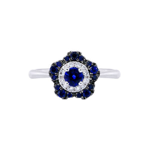 Blossom・圓形藍寶石鑽石戒指 - WILLS JEWELLERY