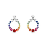 《Dreamy》彩虹寶石鑽石花花耳環 - WILLS JEWELLERY