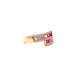 《Dreamy》櫻花色調紅寶石粉紅寶石雙行鑽石戒指 - WILLS JEWELLERY