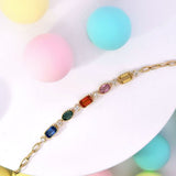 《Dreamy》復古彩虹寶石鑽石手鏈 - WILLS JEWELLERY