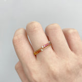 《Dreamy》彩虹色調藍寶石雙行戒指 - WILLS JEWELLERY